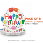 Colorful Balloons Round 9" Dinner Plates, 8ct