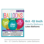 Colorful Balloons 12" Latex Balloons, 8ct