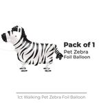 Walking Pet Zebra Foil Balloon