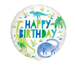 Blue & Green Dinosaur Round Foil Balloon 18", Bulk
