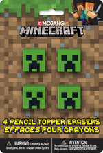 Minecraft Pencil Top Erasers, 4ct