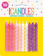 Pink & Purple Spiral Birthday Candles, 10ct