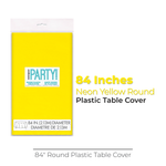 Neon Yellow Solid Round Plastic Table Cover, 84"