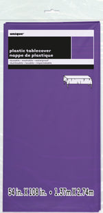 Neon Purple Solid Rectangular Plastic Table Cover, 54" x 108"