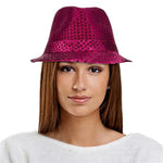 Pink Sequin Fedora Hat