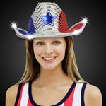 LED Patriotic Star Sequin Cowboy Hat