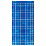 Blue Metallic Squares Curtain