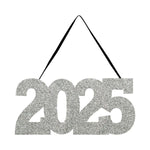 Silver 2025 Glitter Hanging Sign