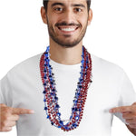 Red, Blue & Silver 33" Bead Necklaces