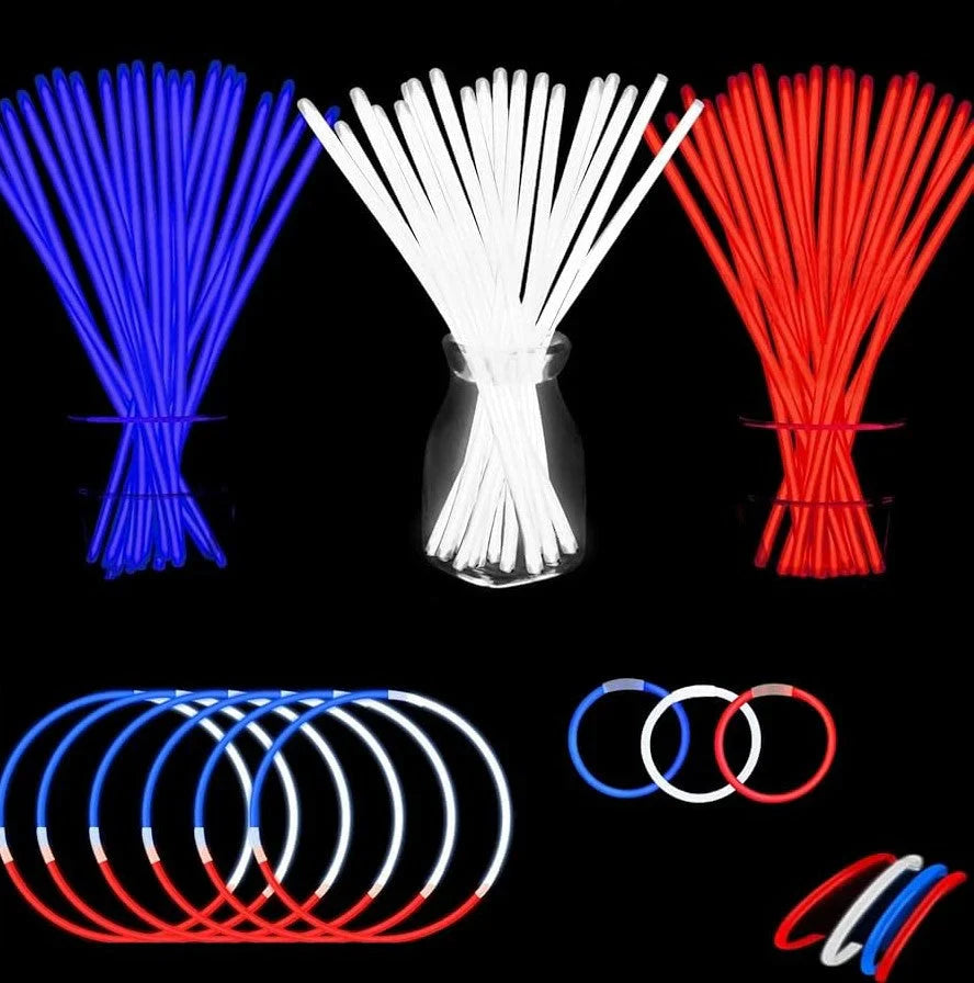 Red, White & Blue Glow Sticks, Necklaces & More