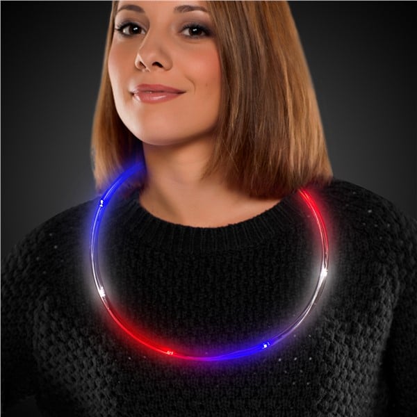 LED Red, White & BluePatriotic Light Chaser Necklace