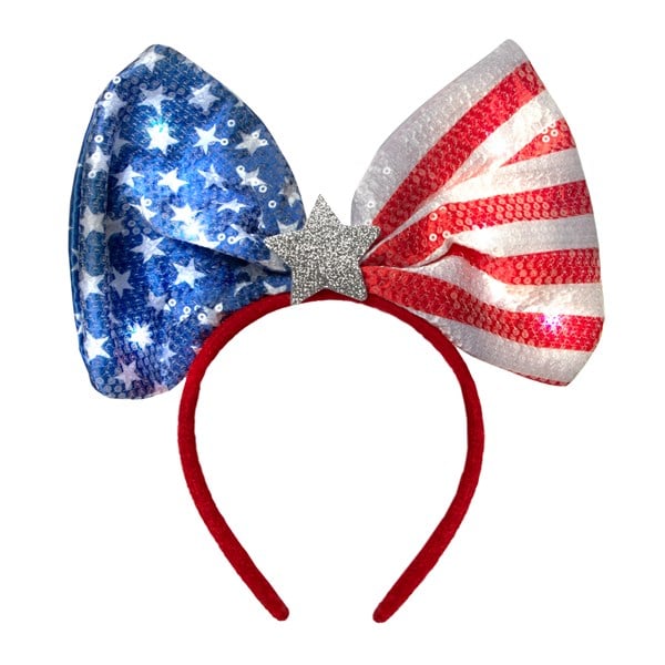 LED Patriotic Sequin Bow Headband