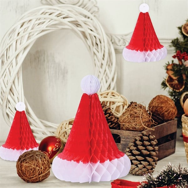 Red & White Tissue Santa Hats