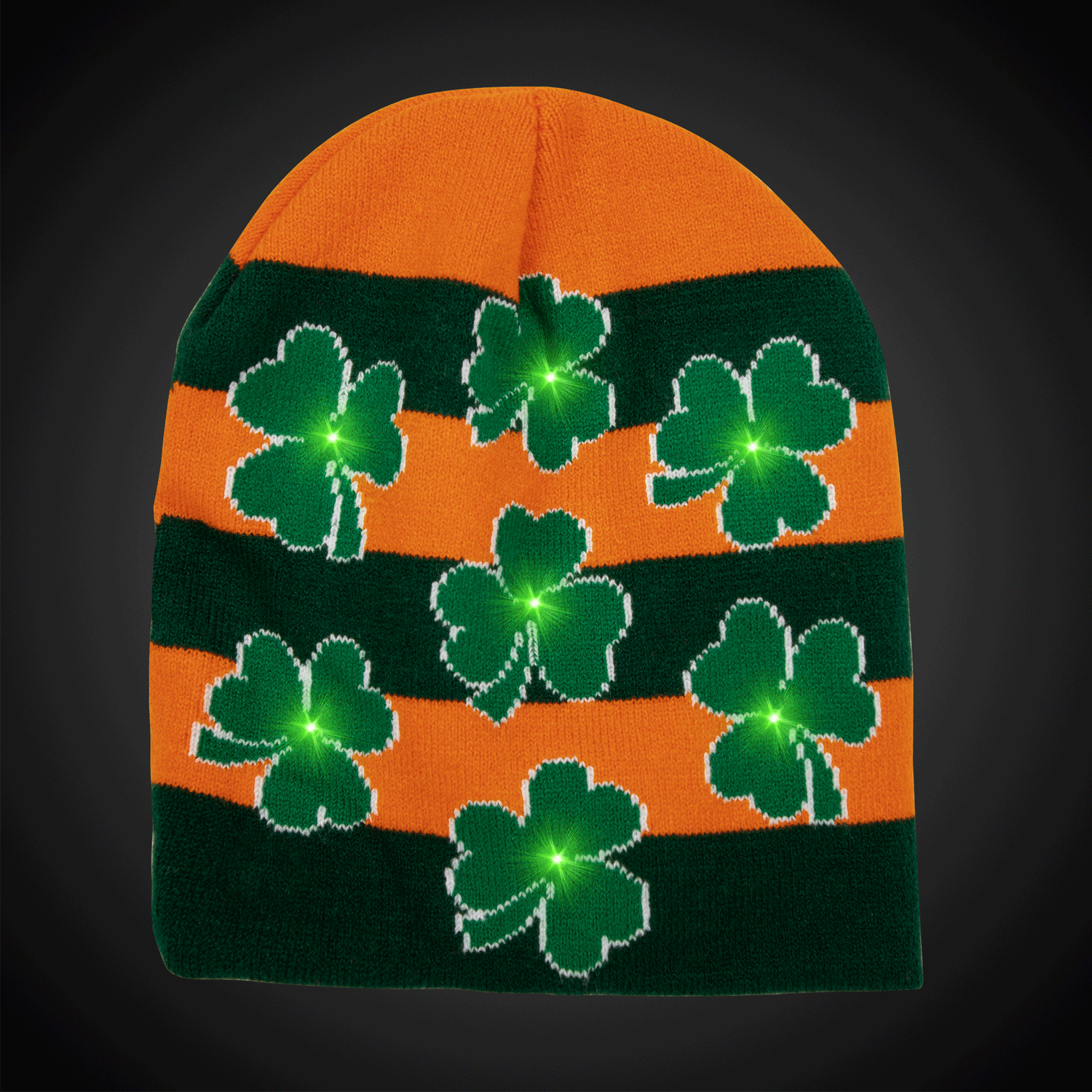 LED Shamrocks Knit Beanie