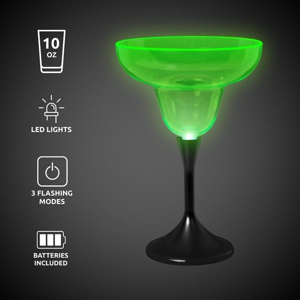 Neon Green LED 10 oz. Margarita Glass
