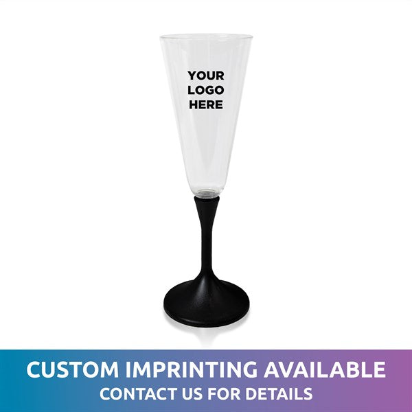 LED 7 oz. Champagne Glass Black Stem