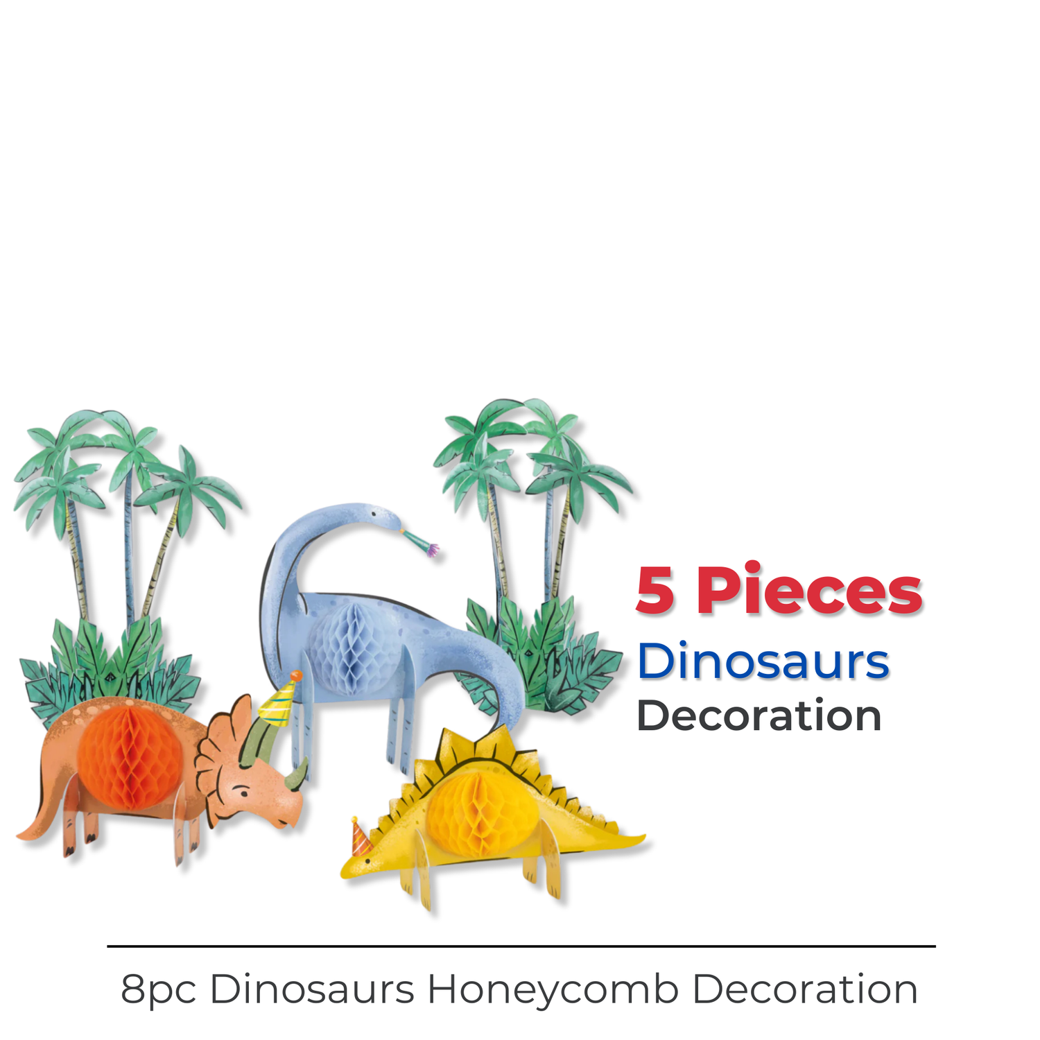 Partying Dinosaurs Honeycomb Decoration Kit, 5pc