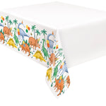 Partying Dinosaurs Rectangular Plastic Table Cover, 54" x 84" - Short Fold - Image 3