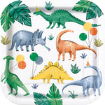 Partying Dinosaurs Square 9" Dinner Plates, 8ct