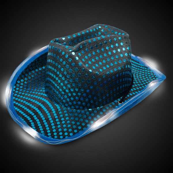 LED Teal Sequin Cowboy Hat