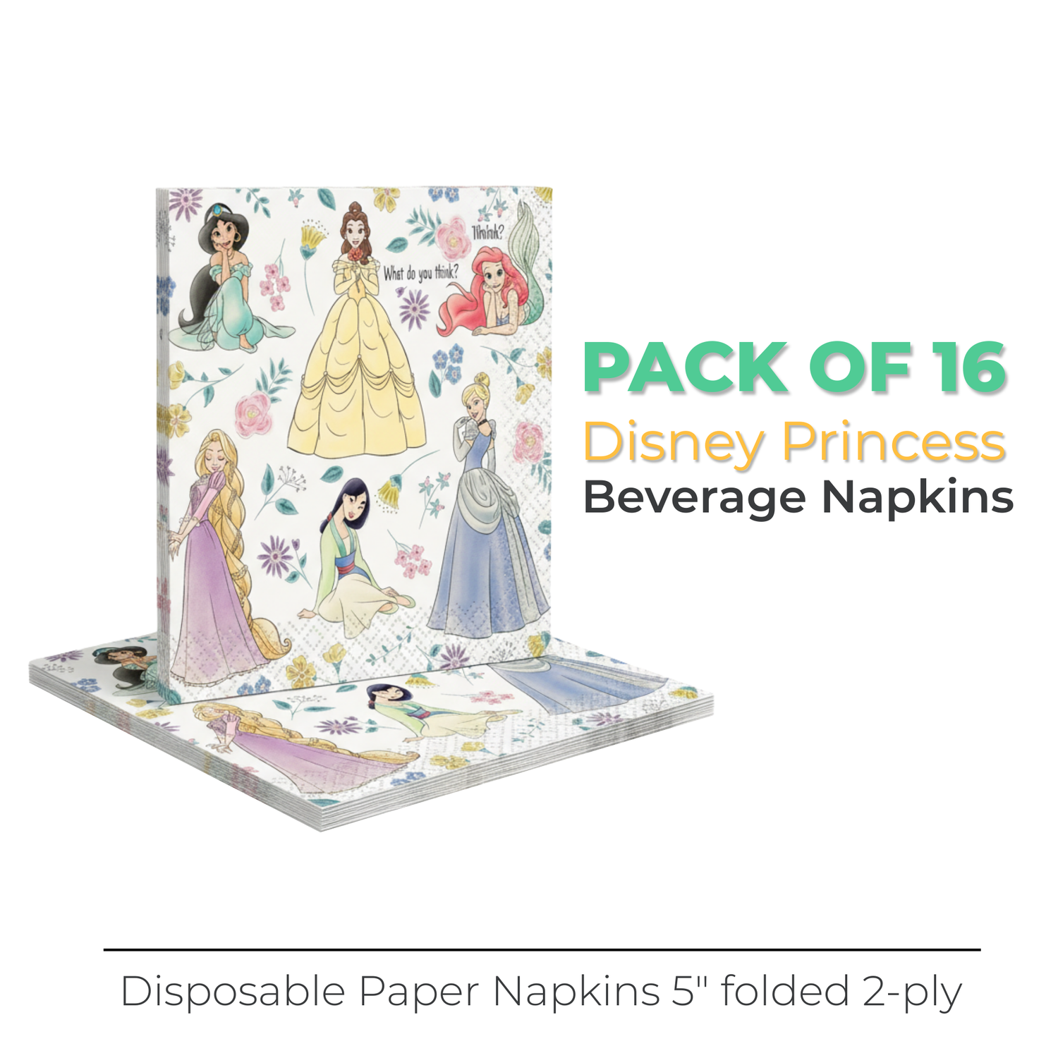 Disney Princess Beverage Napkins, 16ct