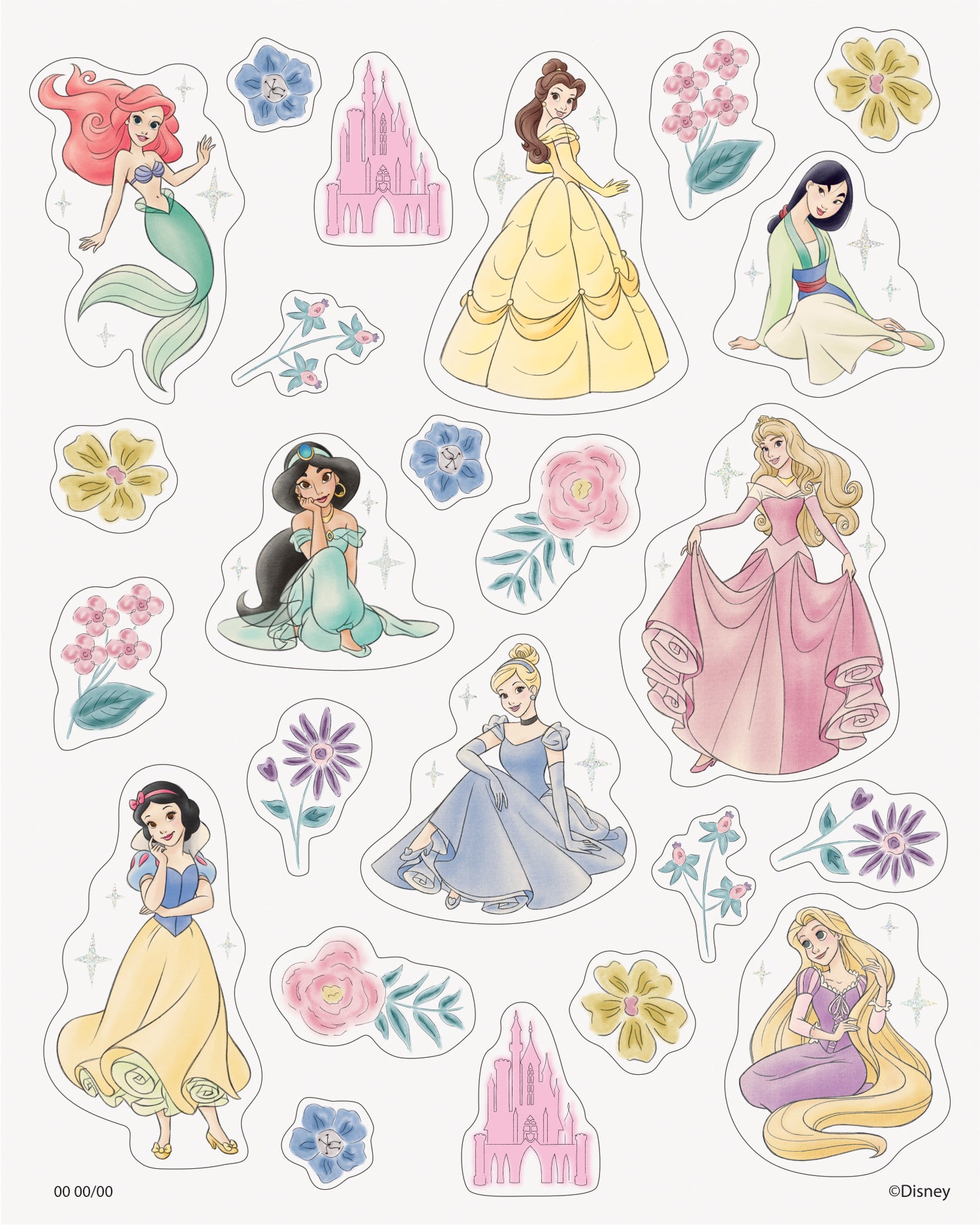 Disney Princess Glitter Stickers, 96ct