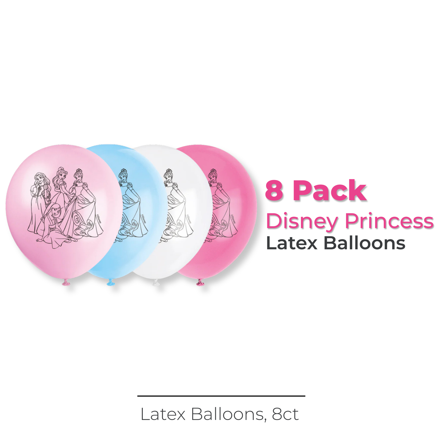 Disney Princess 12" Latex Balloons, 8ct