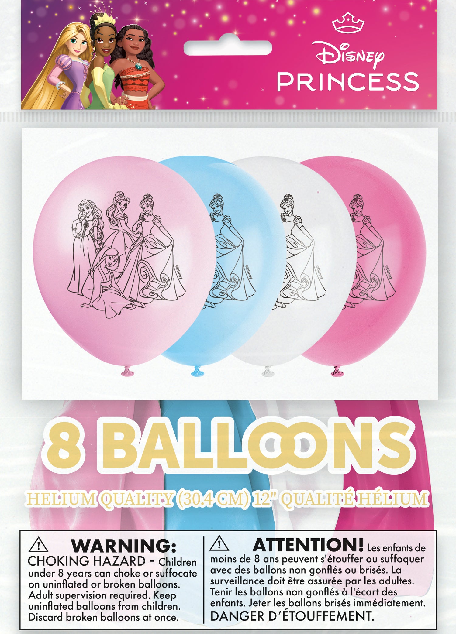 Disney Princess 12" Latex Balloons, 8ct - Image 2