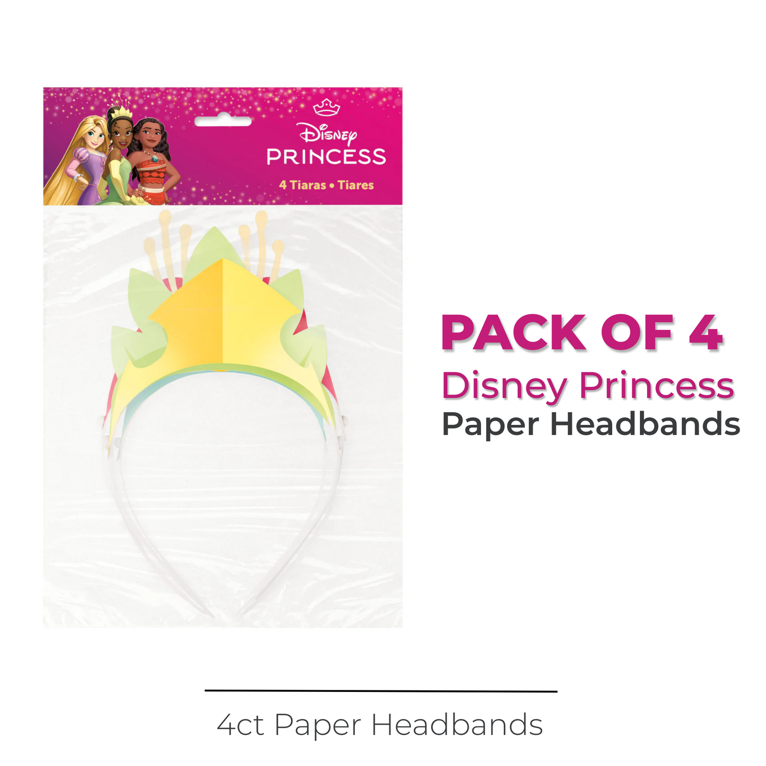 Disney Princess Paper Headbands, 4ct