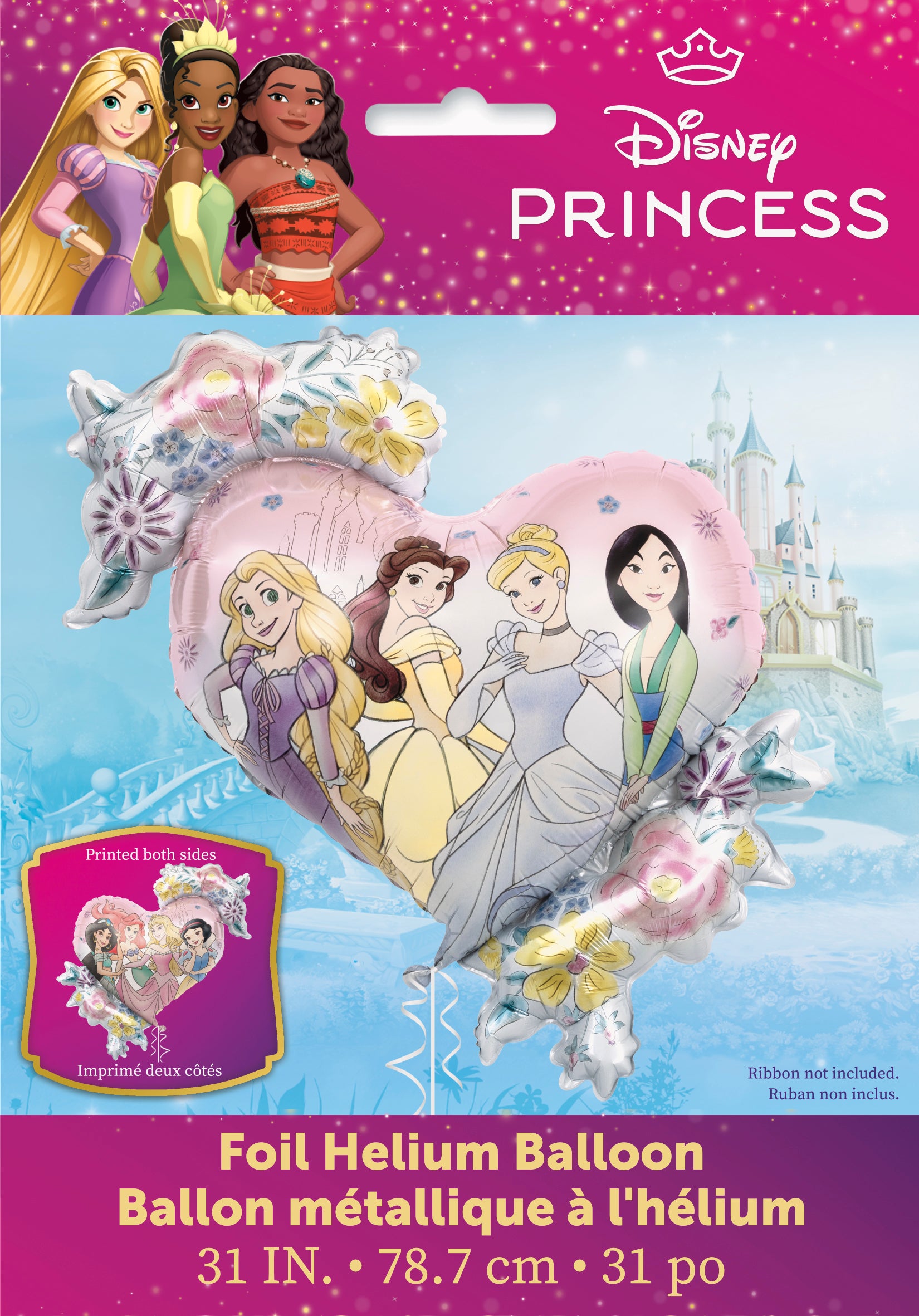 Disney Princess Heart & Flowers Shaped 31.5" Foil Balloon with Ribbon - Packaged