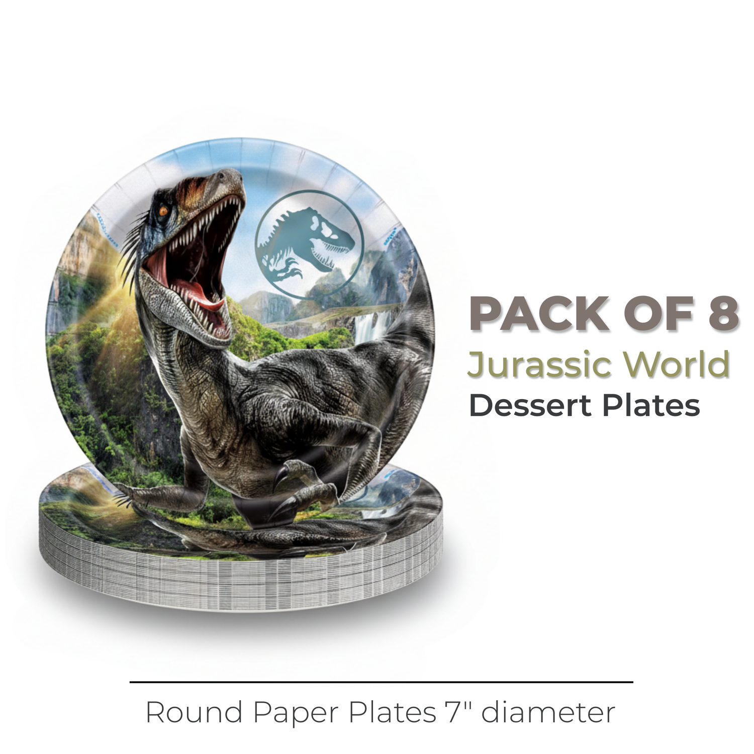 Jurassic World 4 Round 7" Dessert Plates, 8ct