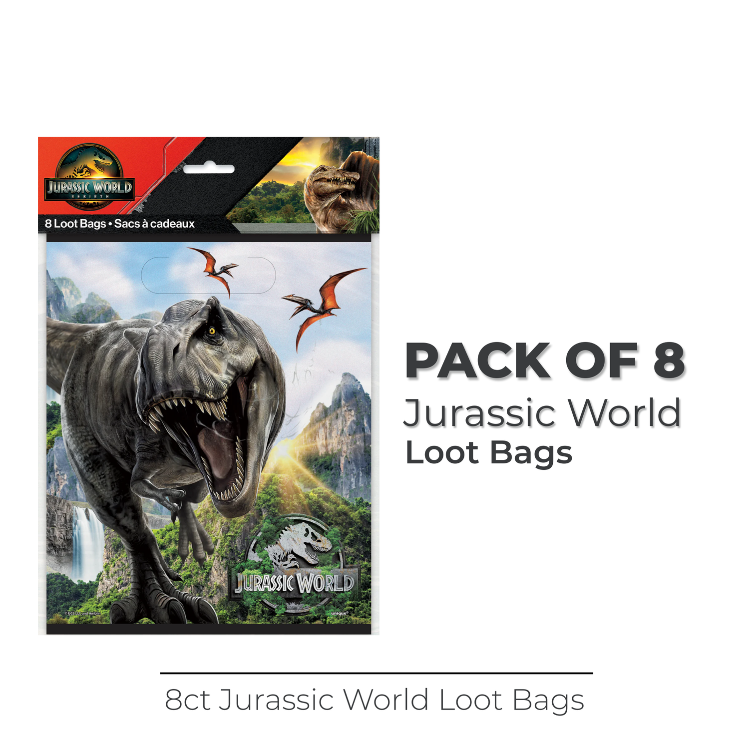 Jurassic World 4 Loot Bags, 8ct