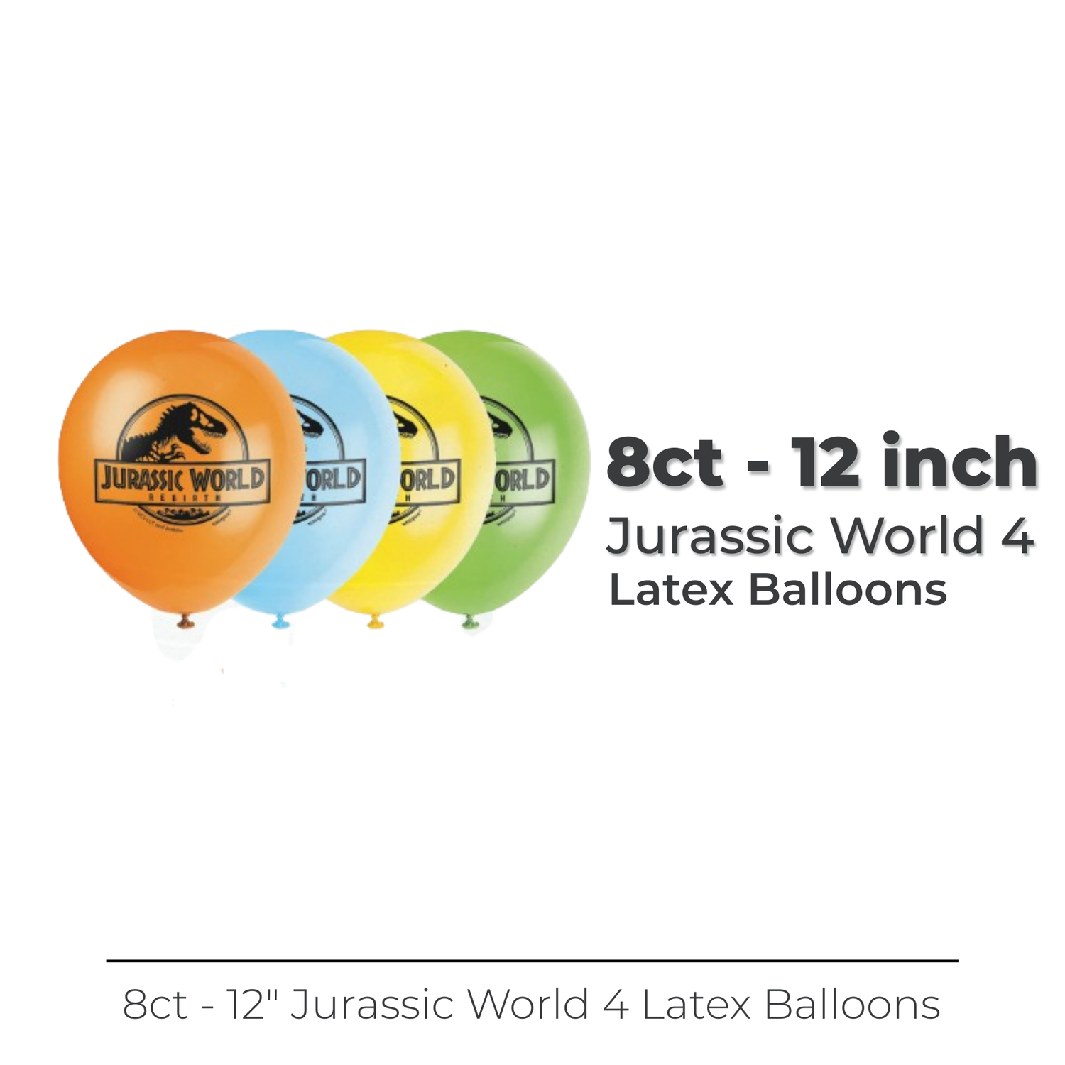 Jurassic World 4 12" Latex Balloons, 8ct