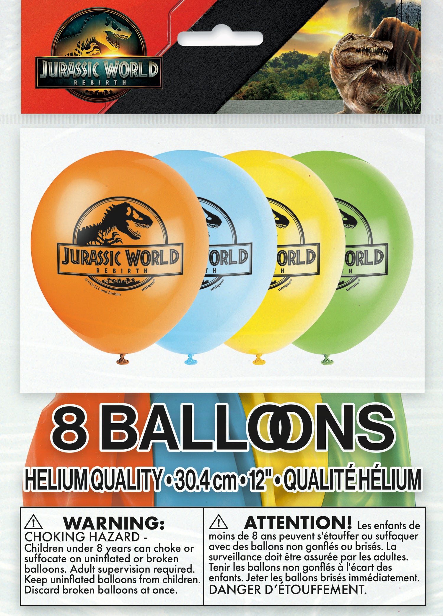 Jurassic World 4 12" Latex Balloons, 8ct