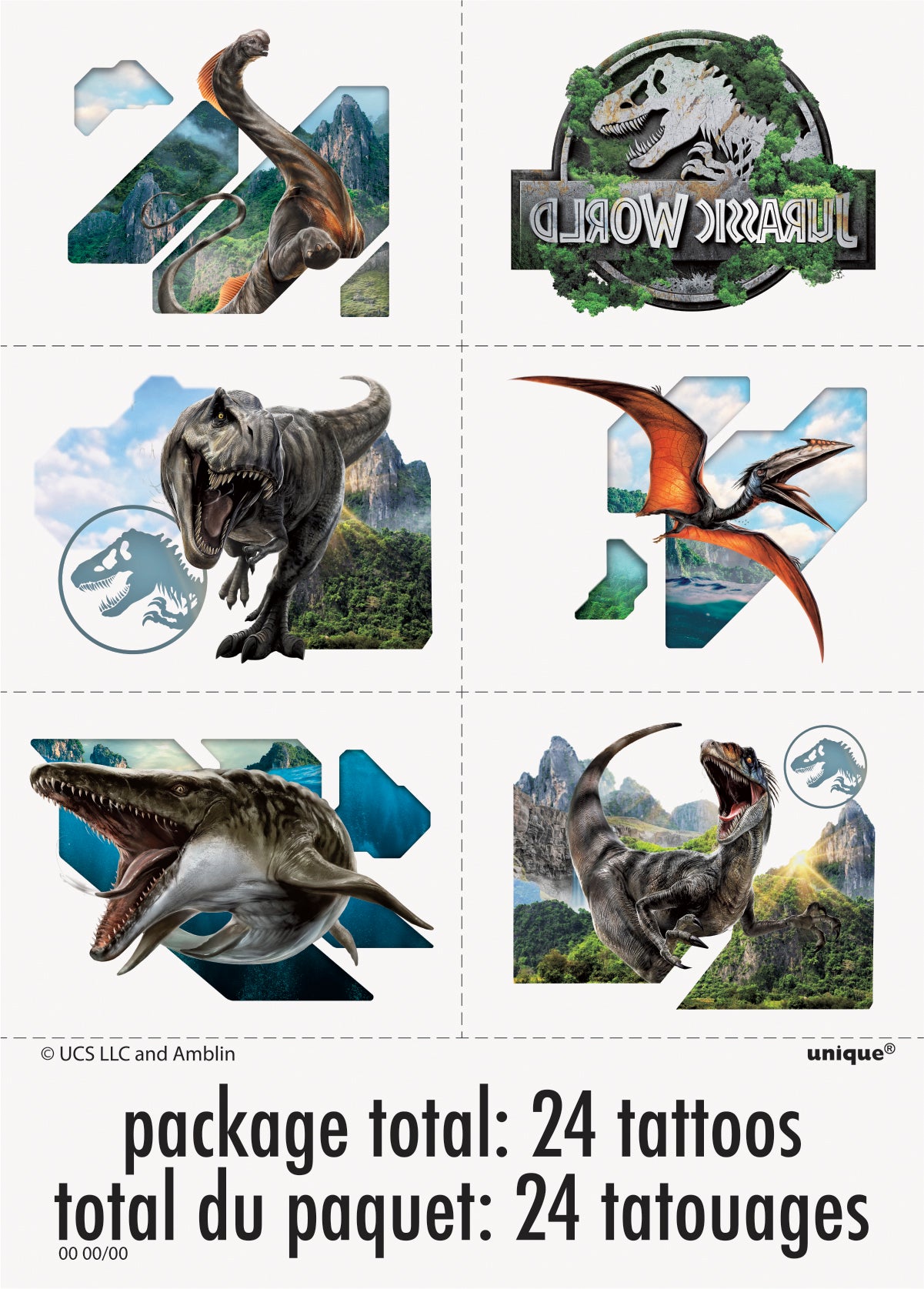 Jurassic World 4 Tattoos, 24ct