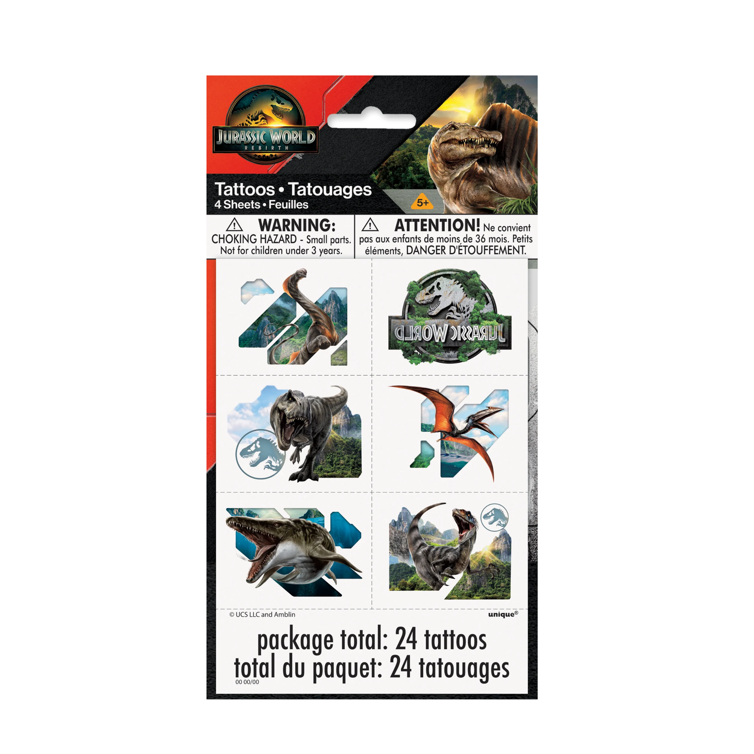 Jurassic World 4 Tattoos, 24ct