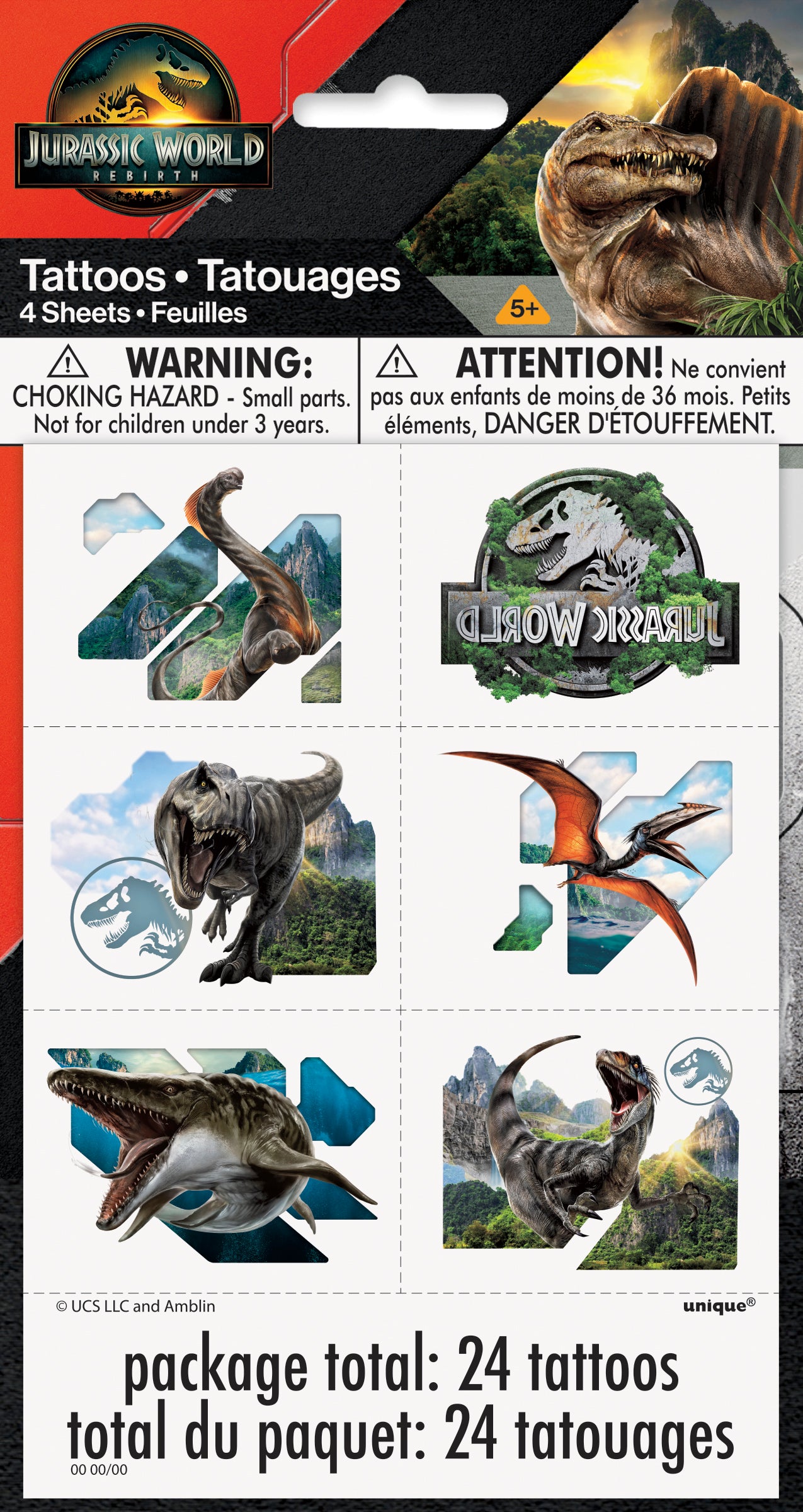 Jurassic World 4 Tattoos, 24ct - Image 2