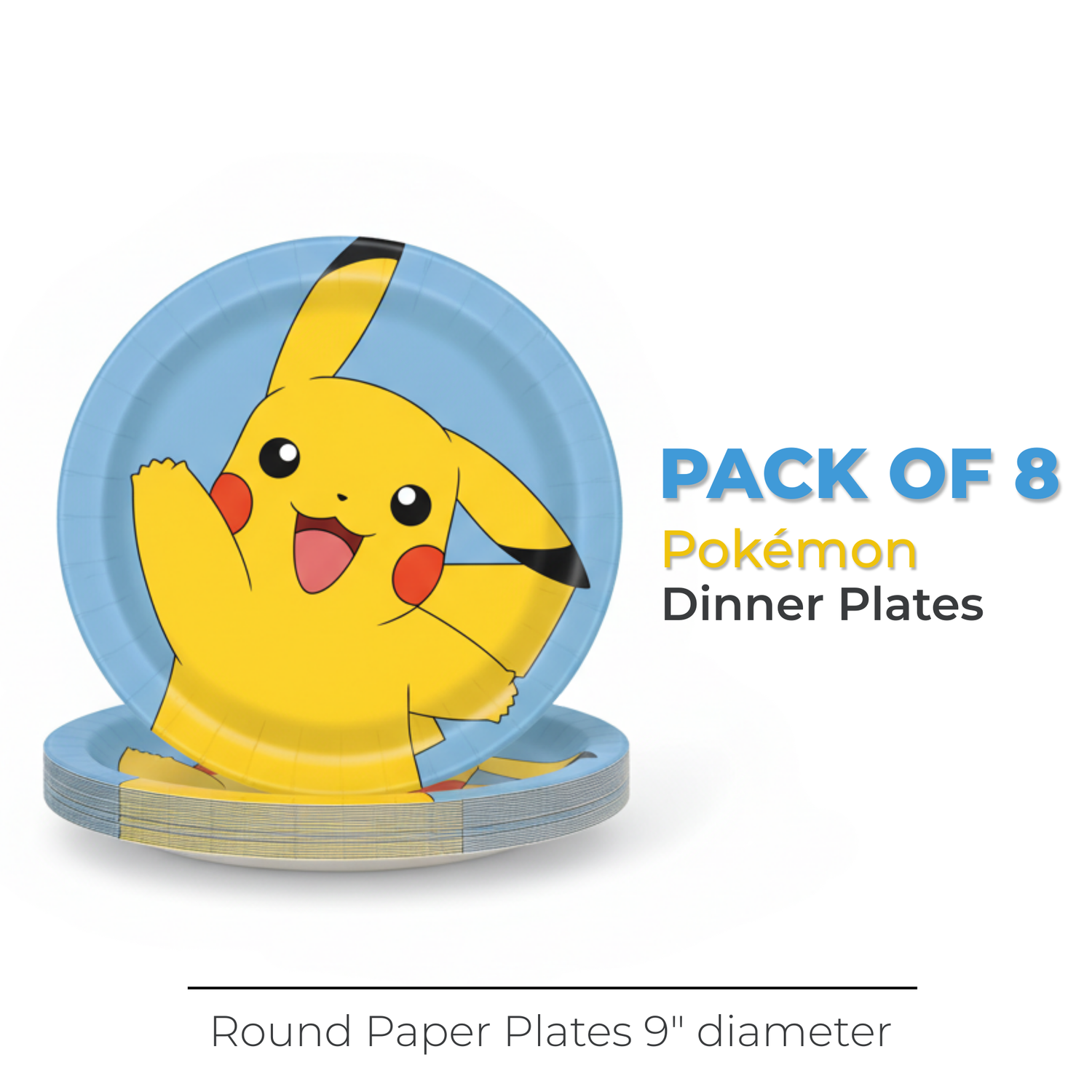 Pokémon Round 9" Dinner Plates, 8ct