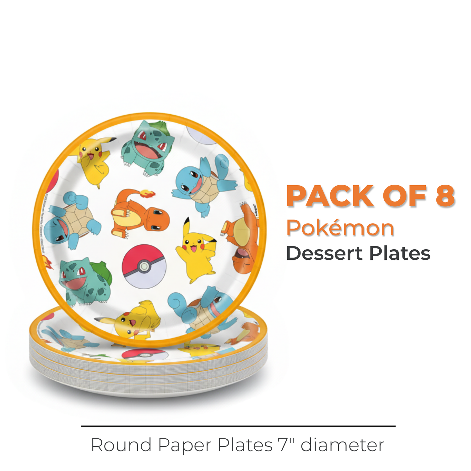 Pokémon Round 7" Dessert Plates, 8ct