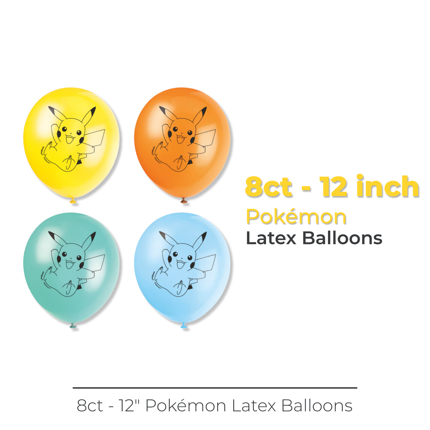 Pokémon 12" Latex Balloons, 8ct