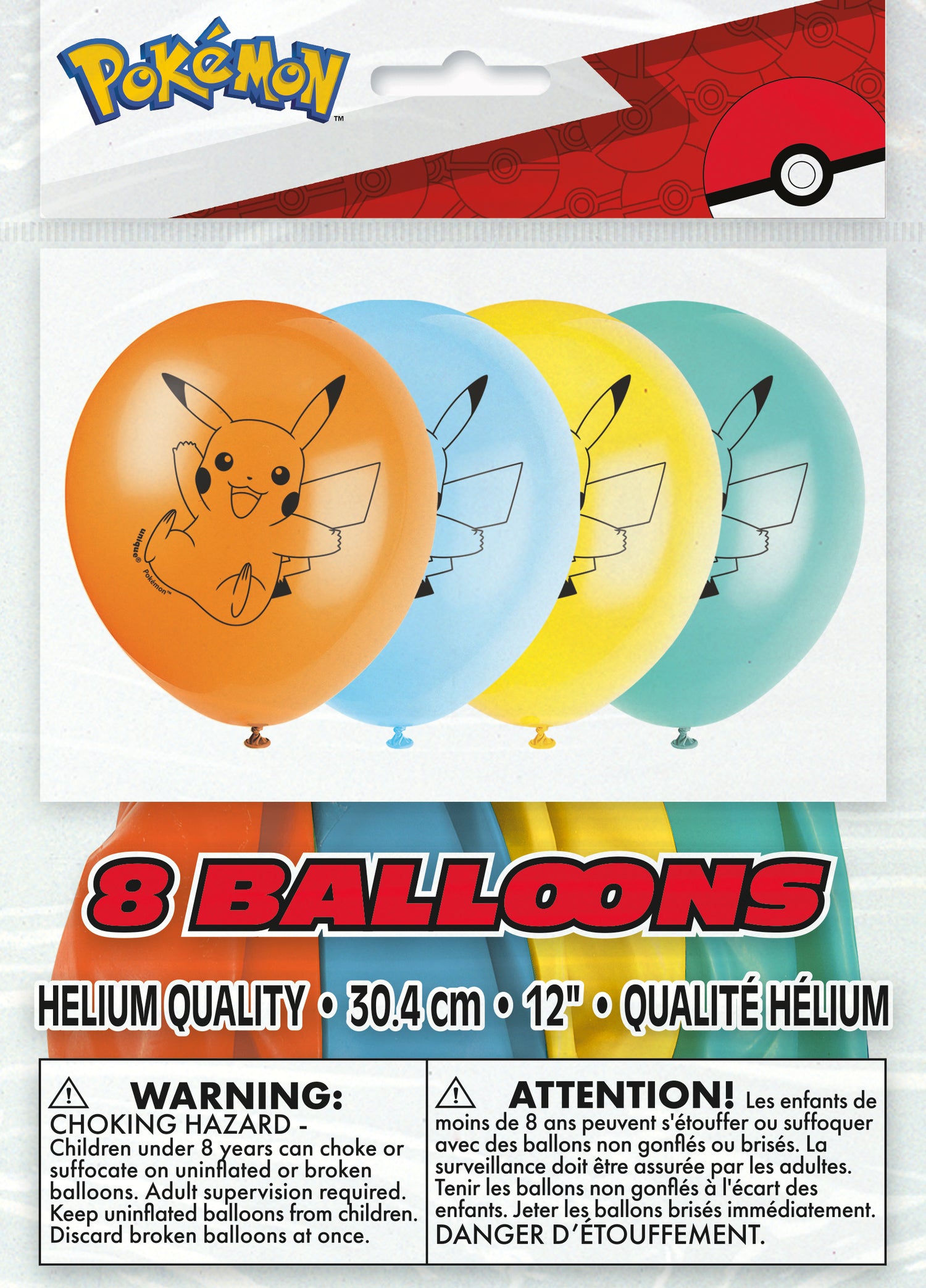 Pokémon 12" Latex Balloons, 8ct