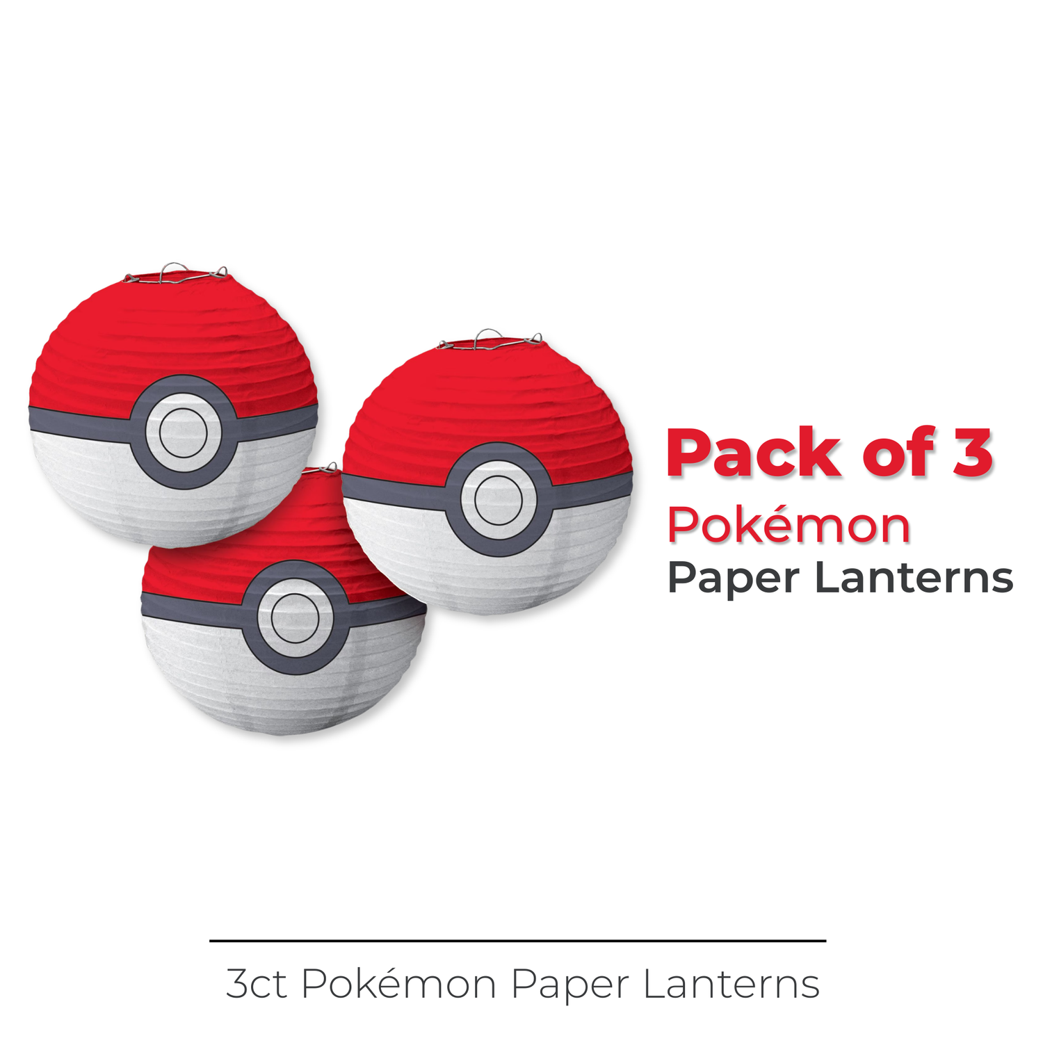 Pokémon Assorted Paper Lanterns, 3ct