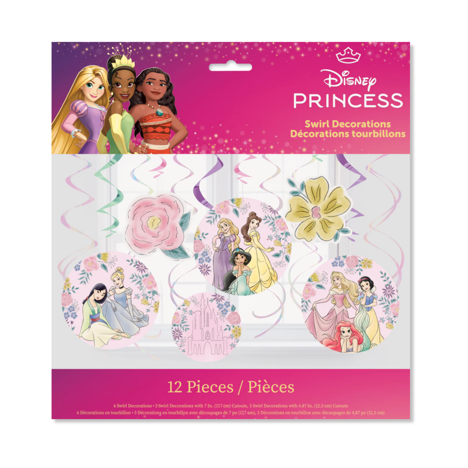 Disney Princess Assorted Hanging Swirl Decorations, 12ct