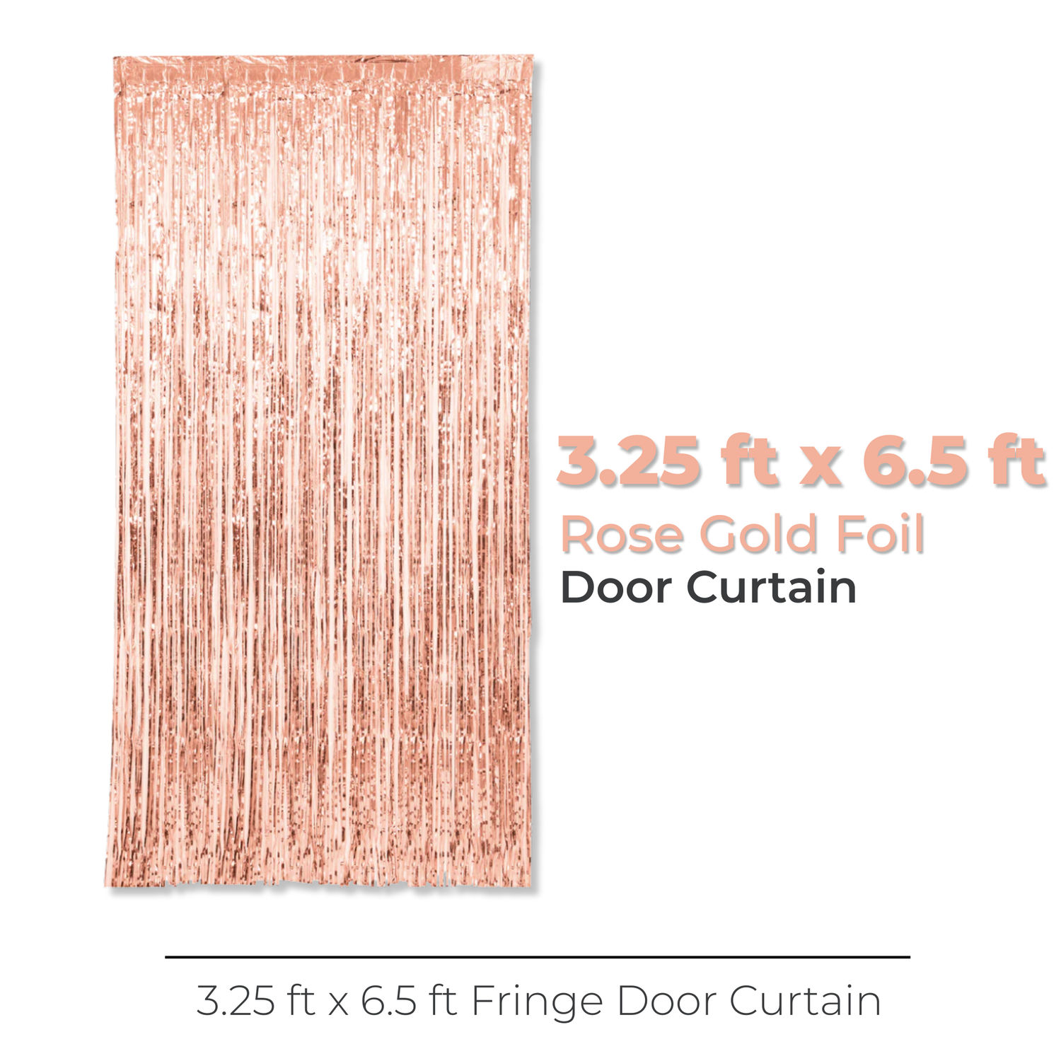 Rose Gold Foil Fringe Door Curtain, 3.25 ft x 6.5 ft