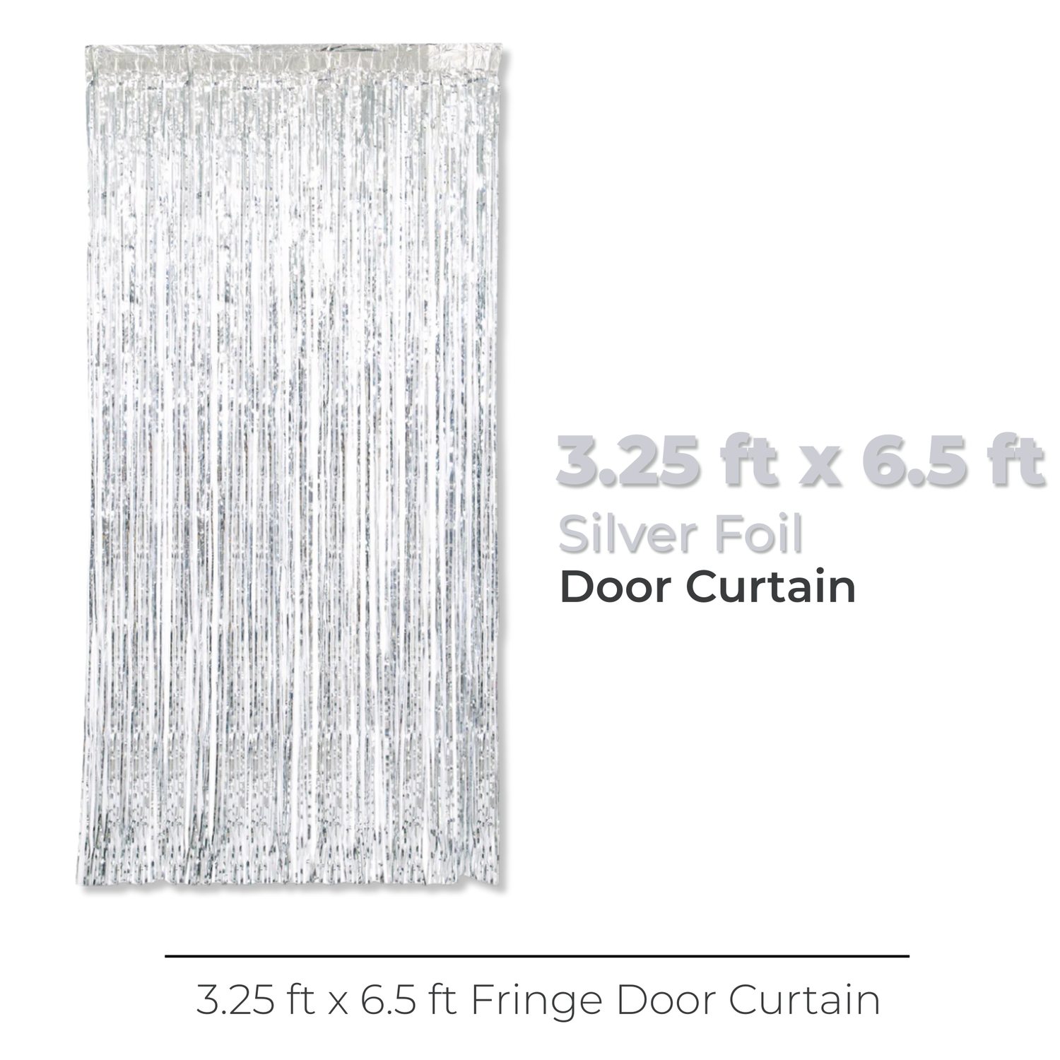 Silver Foil Fringe Door Curtain, 3.25 ft x 6.5 ft