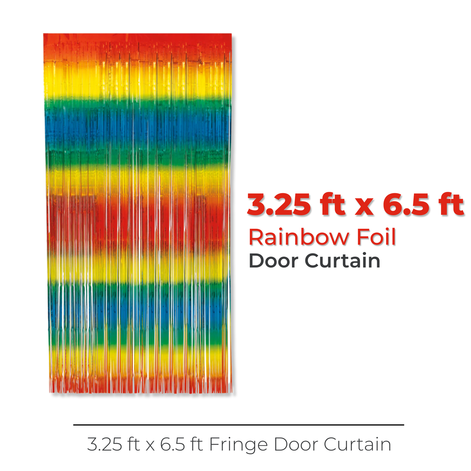 Rainbow Foil Fringe Door Curtain, 3.25 ft x 6.5 ft