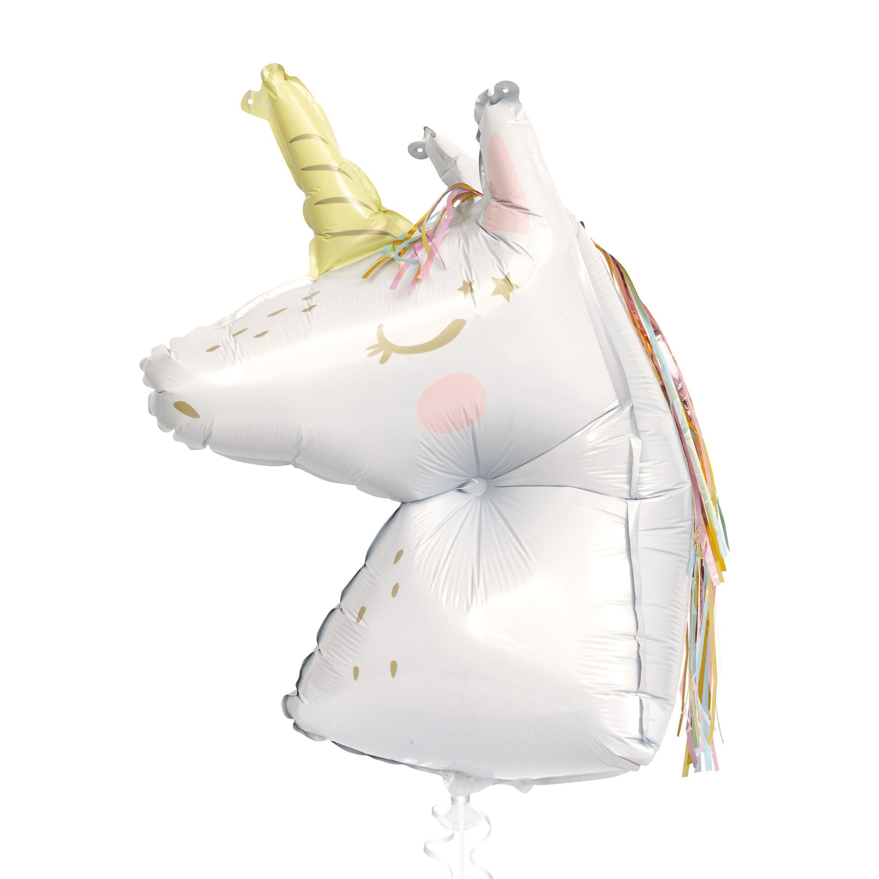 Dainty Unicorn Shaped Giant Foil Balloon 25.5" with Fringe Mane, Packaged