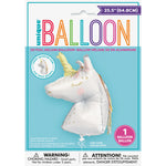 Dainty Unicorn Shaped Giant Foil Balloon 25.5" with Fringe Mane, Packaged - Image 2