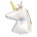 Dainty Unicorn Shaped Giant Foil Balloon 25.5" with Fringe Mane, Packaged - Image 3