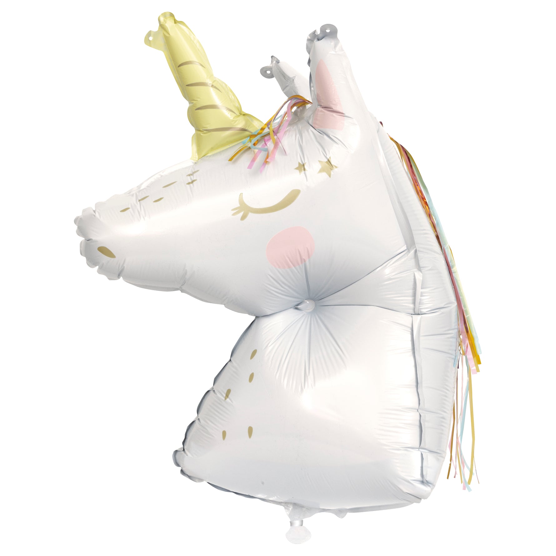 Dainty Unicorn Shaped Giant Foil Balloon 25.5" with Fringe Mane, Packaged - Image 3